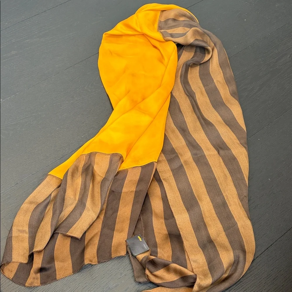 Fendi Brown and Tan Striped Scarf - Picture 1 of 6